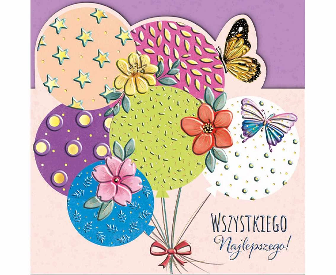 die-cut Greeting card kw balloons with butterflies, 1 pc.